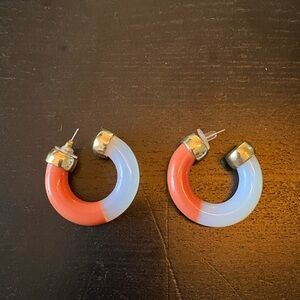 Colorblock (Orange and Clear) Resin Hoop Earrings